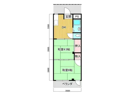 辰巳マンション(3DK/4階)の間取り写真