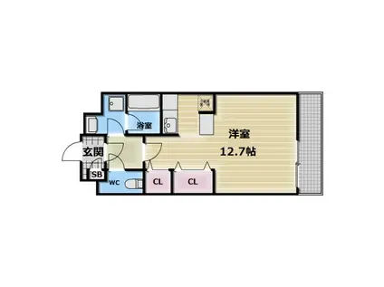 ルシェロノルテ(1K/1階)の間取り写真