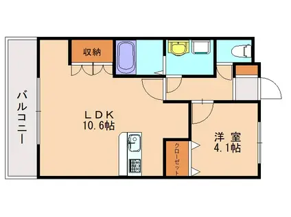 カメリア・ガーデン(1LDK/1階)の間取り写真