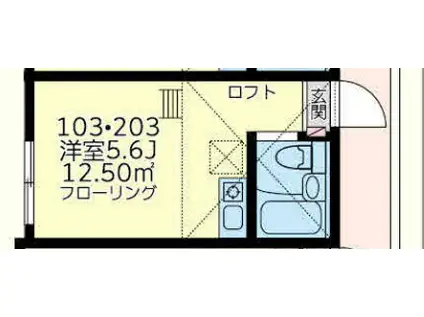 ユナイト上中里ジェイミー(ワンルーム/2階)の間取り写真