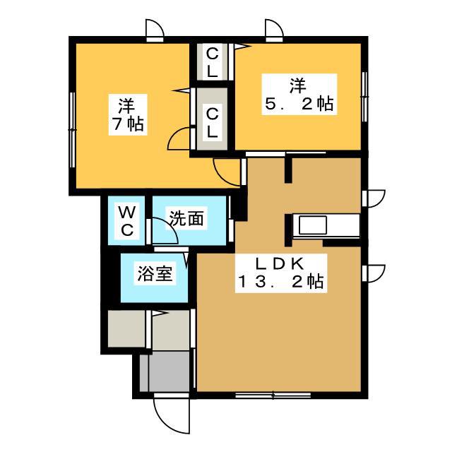 JOUR(2LDK/1階)の間取り写真