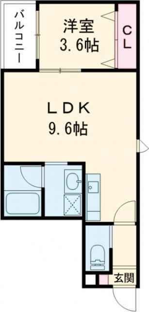 クリサンス(1LDK/3階)の間取り写真