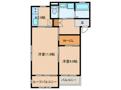 メゾンココネコ(2K/3階)の間取り写真