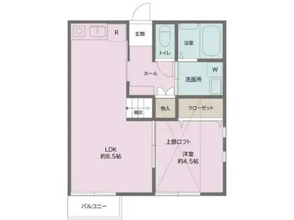 カーサエルジー(1LDK/2階)の間取り写真