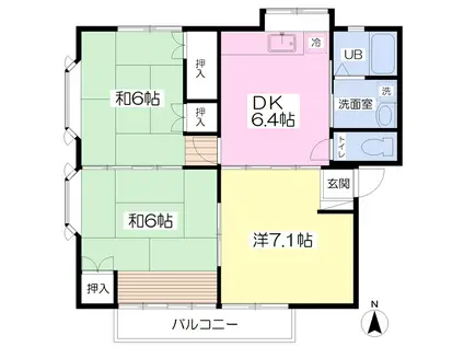 コーポコーラルB(3DK/2階)の間取り写真