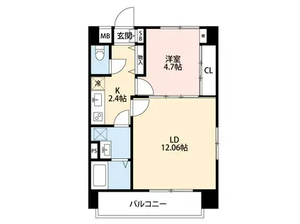 フェリーチェ南熊本(1LDK/6階)の間取り写真