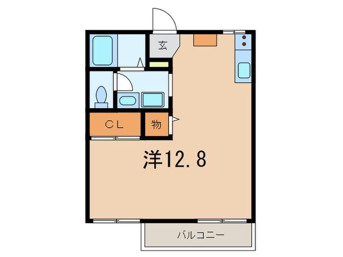 ルミエールモトヤマ(ワンルーム/2階)の間取り写真