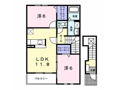 ハピリィメゾンPARTII-C(2LDK/2階)の間取り写真