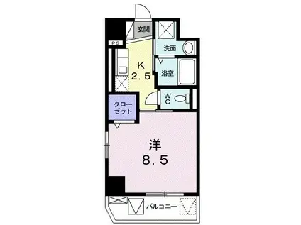 パークサイド K(1K/3階)の間取り写真