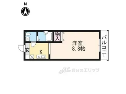 ラ・ヴィル・フルール(1K/2階)の間取り写真