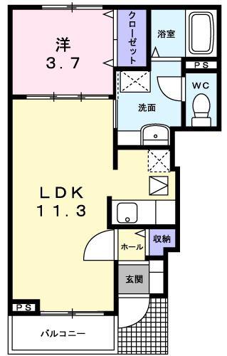 サンフローラA(1LDK/1階)の間取り写真