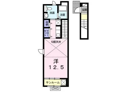 グランツ由比ガ浜(ワンルーム/2階)の間取り写真