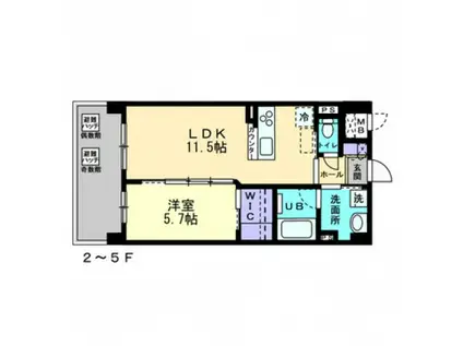 フォレシス下中野(1LDK/6階)の間取り写真