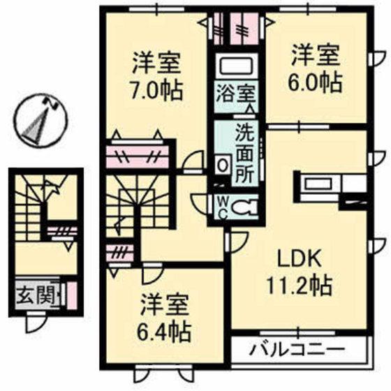 プリーマハイム(3LDK/2階)の間取り写真