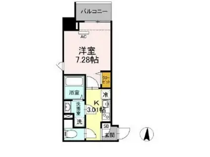 ポラリス菊川(1K/4階)の間取り写真