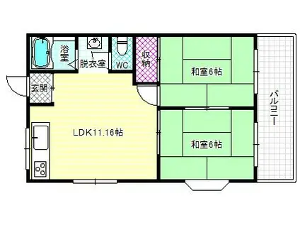 ハイツらんまん(2LDK/2階)の間取り写真