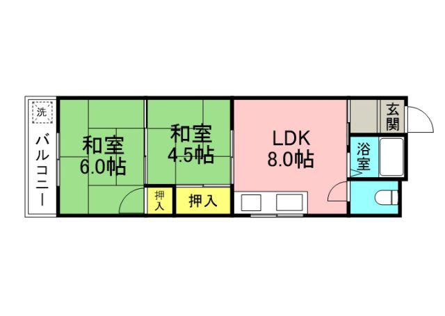 出汐ビル(2DK/3階)の間取り写真