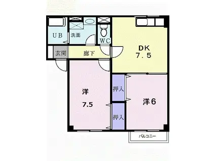 メゾン大安II(2DK/1階)の間取り写真