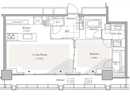 リビオレジデンス西麻布(1LDK/21階)の間取り写真