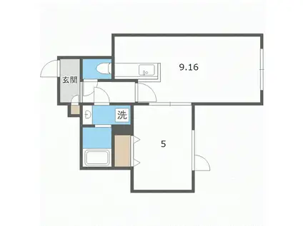 カーザ フェリス 稲穂(1LDK/3階)の間取り写真