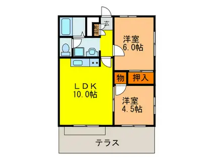 ウッディーパル(2LDK/1階)の間取り写真
