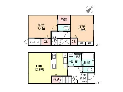 ソシアペンタスII(2LDK/1階)の間取り写真