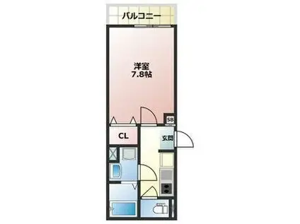 プランドール飾磨(1K/2階)の間取り写真