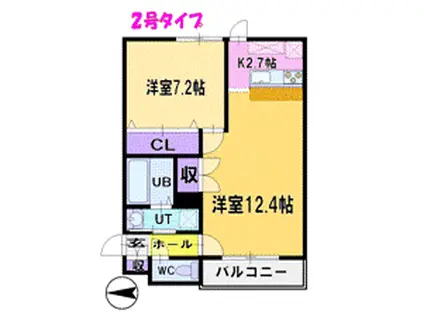 プロムナードA(1LDK/2階)の間取り写真