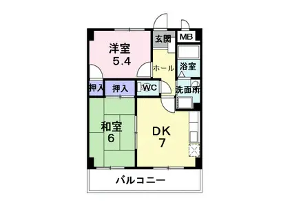 パークウエストII(2DK/3階)の間取り写真