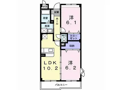 ブリリアンス(2LDK/3階)の間取り写真