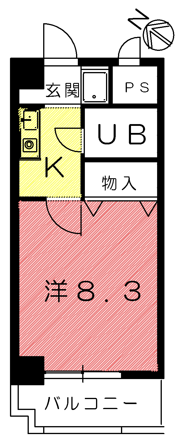 フィルド668(1K/1階)の間取り写真