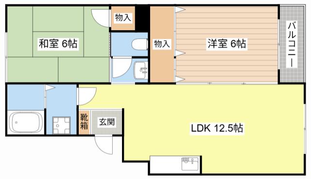 ヴァンベール平井(2LDK/3階)の間取り写真