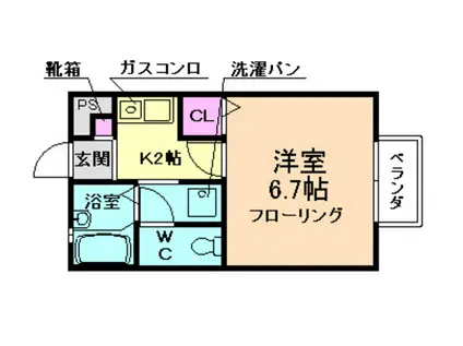 ローレルIII(1K/1階)の間取り写真