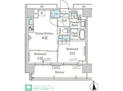 パークアクシス上野イースト(2DK/4階)の間取り写真