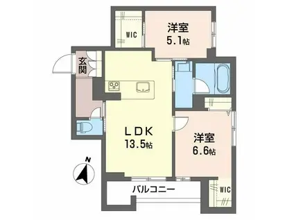 シャーメゾン笹和(2LDK/3階)の間取り写真