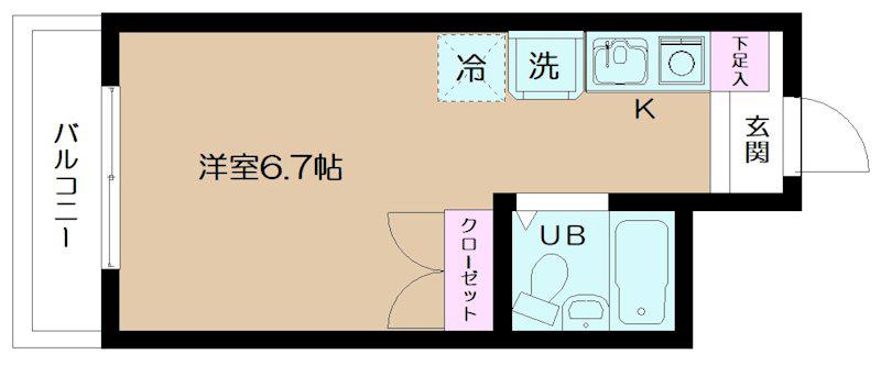 AIFORT立川(ワンルーム/3階)の間取り写真