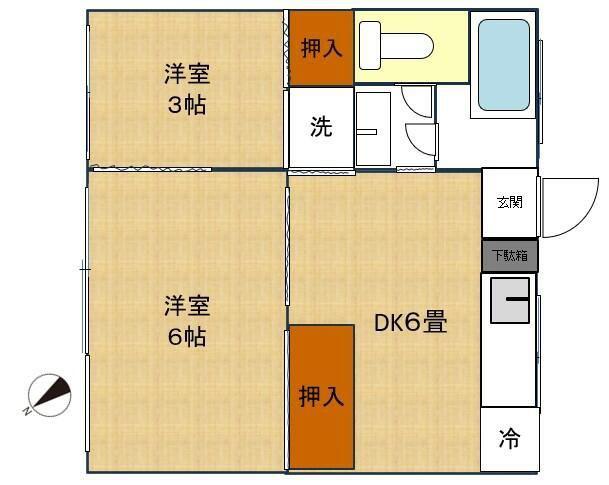 東洋マンション(2DK/2階)の間取り写真