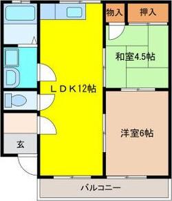キャッスル大倉(2LDK/2階)の間取り写真