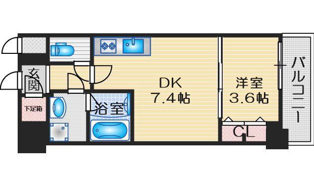 スプランディッド江坂III(1DK/5階)の間取り写真