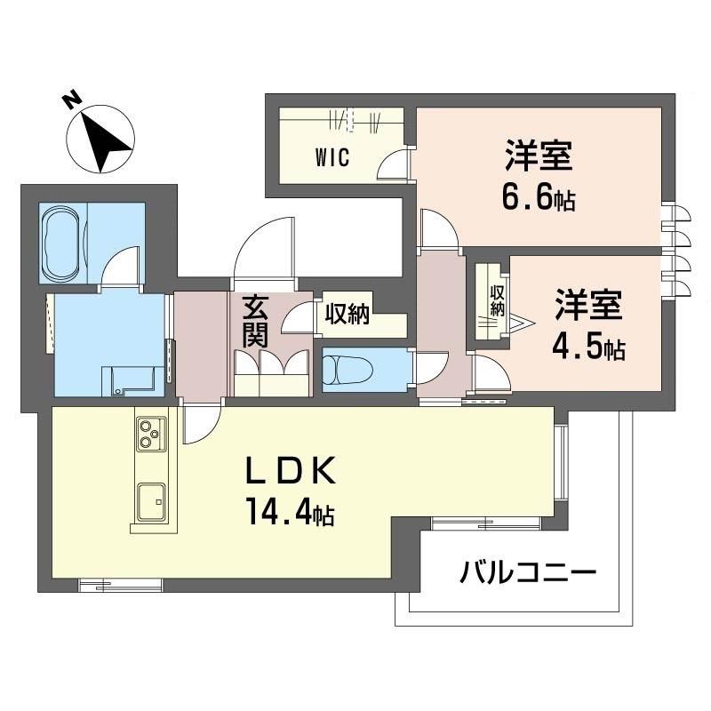 エム フラット(2LDK/2階)の間取り写真