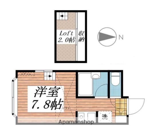パンシオン善行NO.2(ワンルーム/2階)の間取り写真