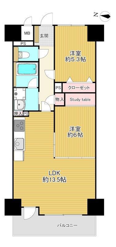 アパガーデンプレイス富山(2LDK/8階)の間取り写真