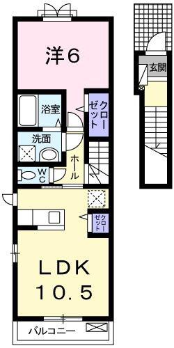 ハイブリッジ鵠沼II(1LDK/2階)の間取り写真