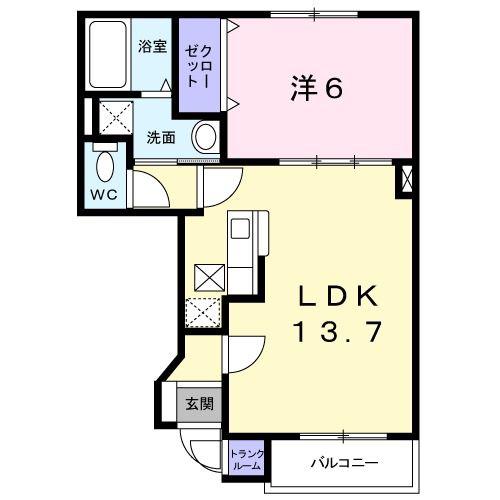 サンクリオージュ弐番館(1LDK/1階)の間取り写真