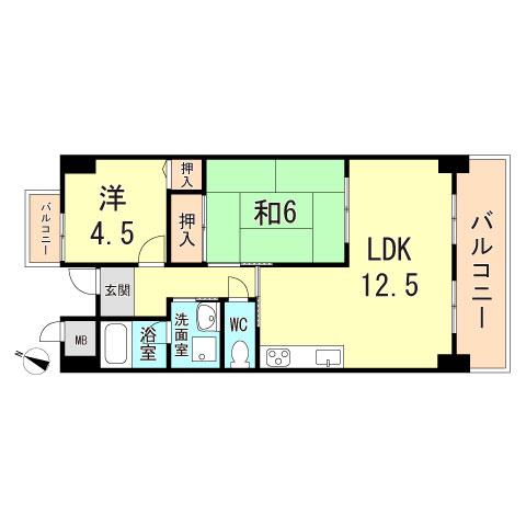 オスプリー塩屋(2LDK/5階)の間取り写真