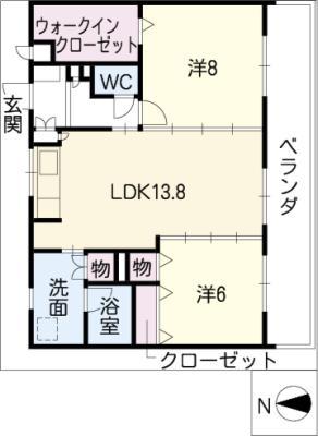 インペリアール(2LDK/1階)の間取り写真
