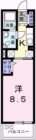 アクロポリスV(1K/2階)の間取り写真