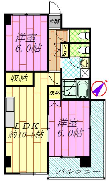 サンフレアサクマ15(2LDK/12階)の間取り写真