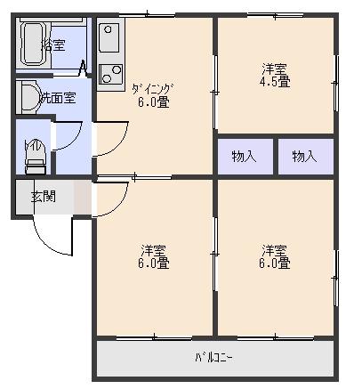 JS那珂川A棟(3DK/2階)の間取り写真