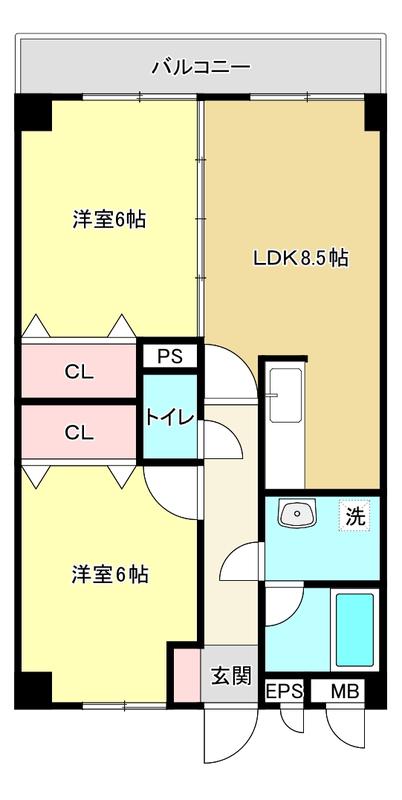 セレッソ真砂(2LDK/2階)の間取り写真
